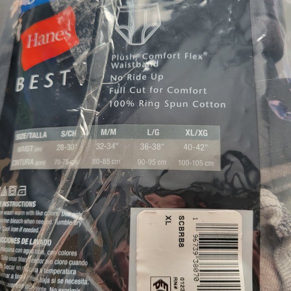 Hanes Tagless Briefs Men's XL 8 Pack 100% Cotton Cool Comfort Fabric NWT - Picture 4 of 4